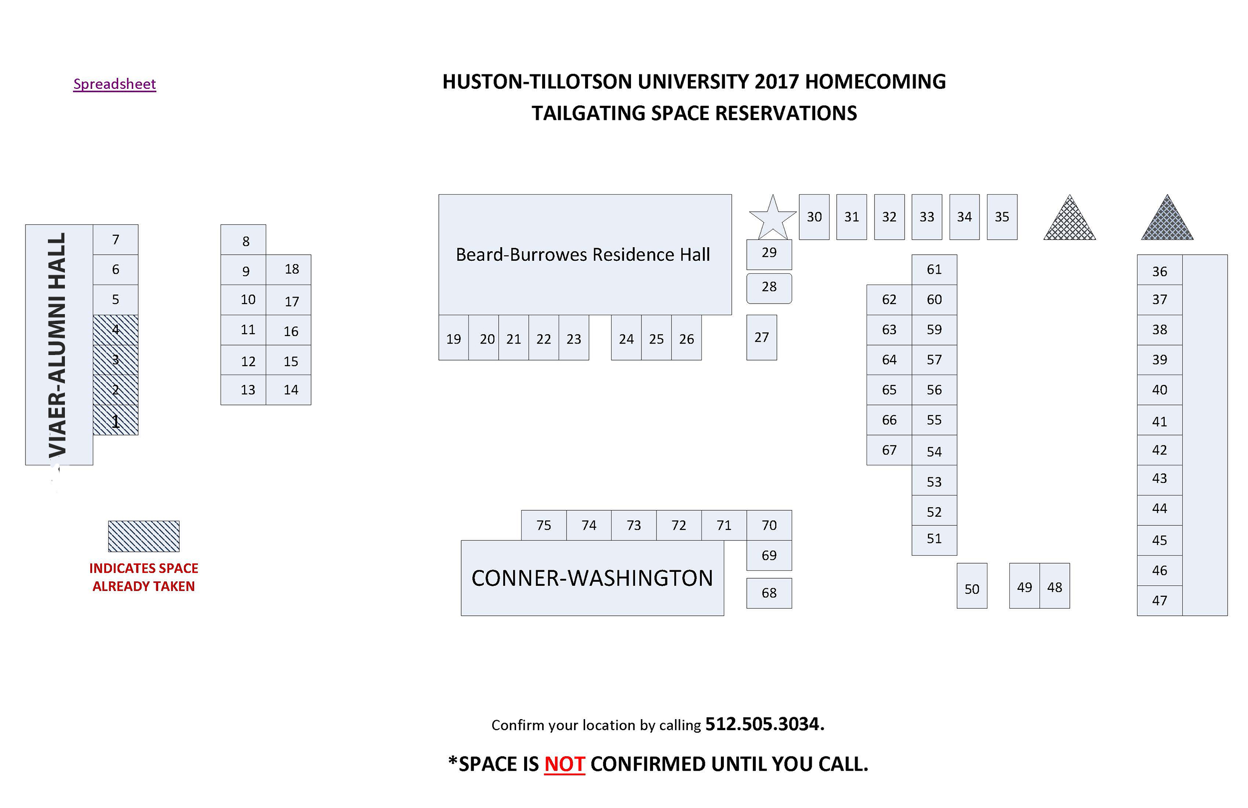 Tailgating Reservation Chart